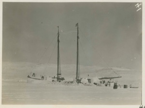 Image of Bowdoin in winter quarters - Winthrop Yacht Club Flag